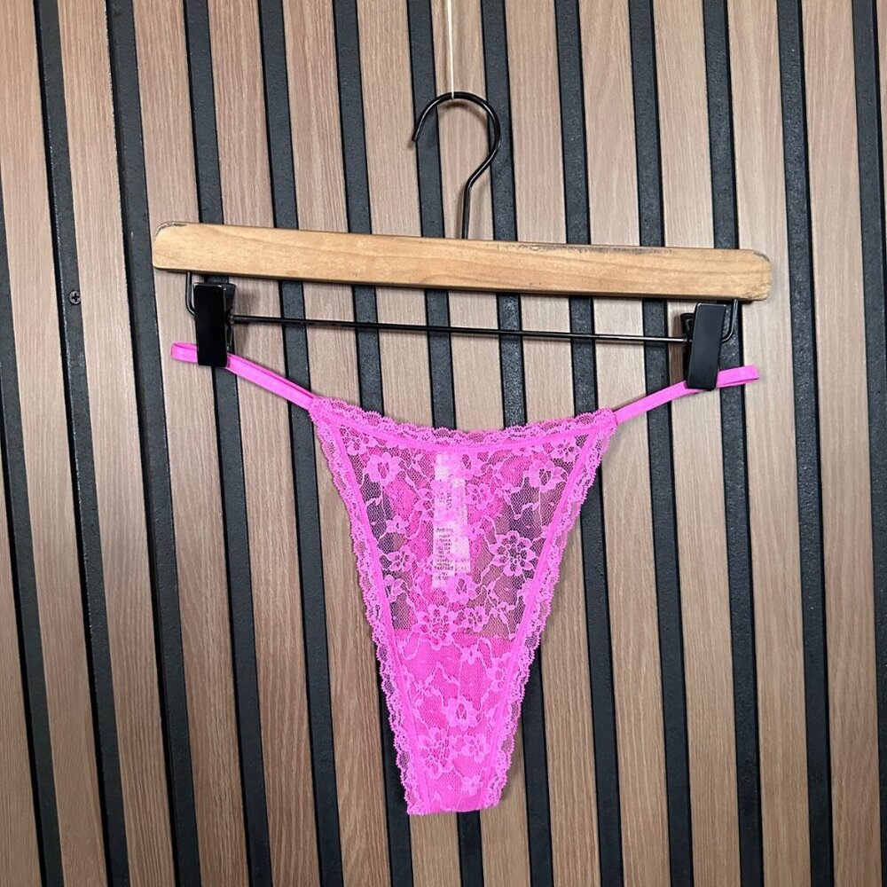 New Victoria's Secret Large String Thong Small Pink Undies Panties Lace Elastic